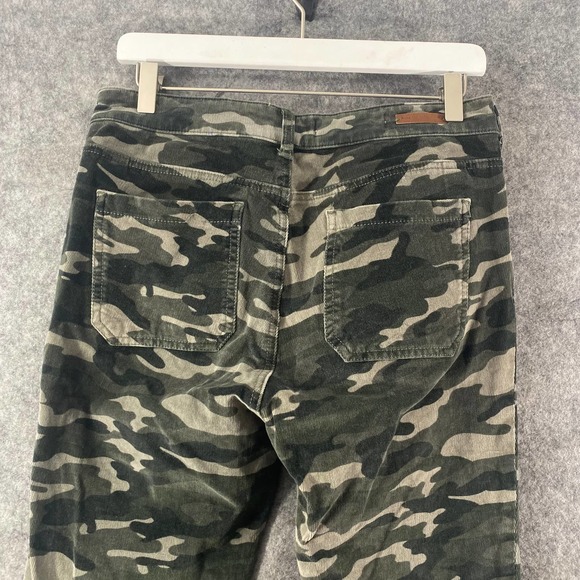 Anthropologie Pants 29 Green Camo Print Corduroy Pilcro Skinny High Rise - Picture 5 of 13